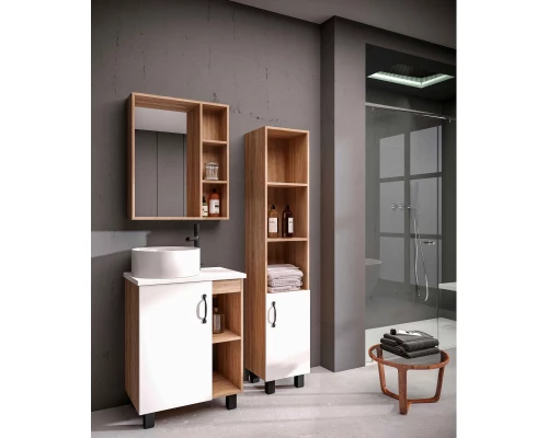 Комплект мебели дуб сонома/белый матовый 57 см Grossman Флай 106001 + 506001 + GR-3013 + 206001