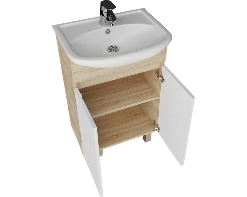 Тумба с раковиной дуб сонома/белый глянец 55,5 см Grossman Поло 105501 + 305