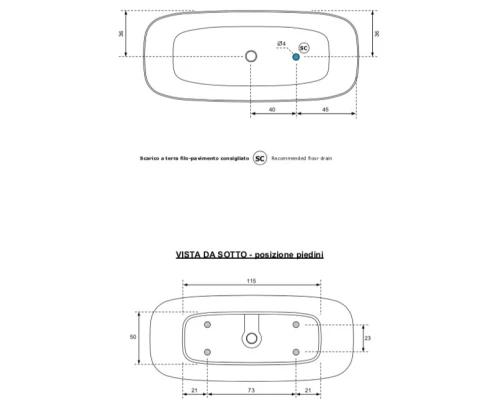 Ванна из литого мрамора 170x72 см Gruppo Treesse Brio V297BO