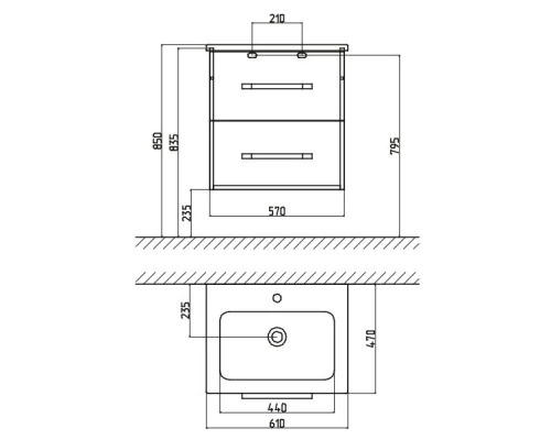 Тумба с раковиной черный матовый 61 см Gustavsberg Iconic GB71CCVU60PDWB