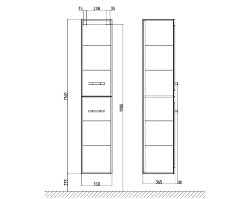 Пенал подвесной черный матовый Gustavsberg Iconic GB71CCTC35PD