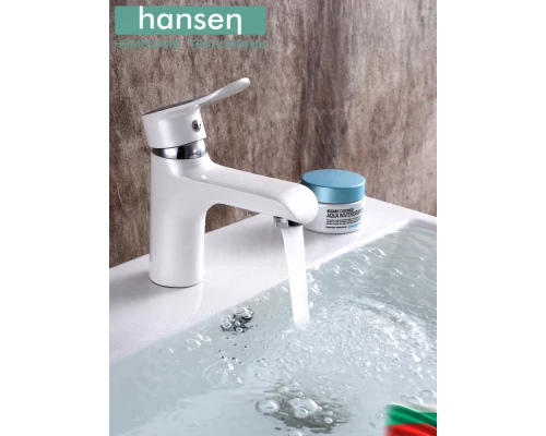 Смеситель для умывальника Hansen H10003-F латунь белый/хром