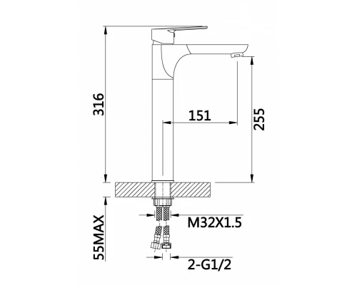 11037 Смеситель для умыв. (ВЫСОКИЙ) HANSEN  (10/1шт)
