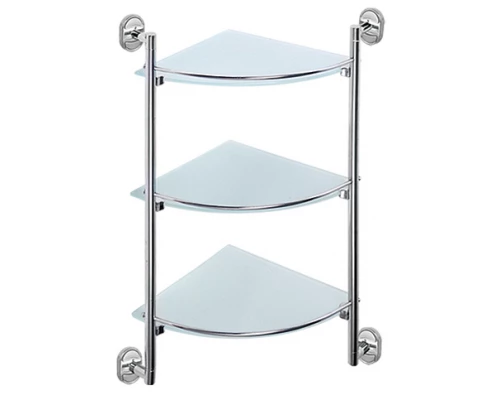 Стеклянная полка угловая 3-х ярусная Hansen HA31007-3 хром