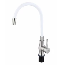 Смеситель для кухни с гибким изливом Hansen HN59032-GF сатин/белый