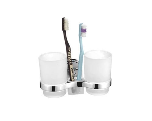 Стакан двойной к стене стекло Hansen HA31008 хром