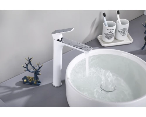 11037-F Смес. для умыв. (ВЫС.бел/хром) HANSEN  (10/1шт)