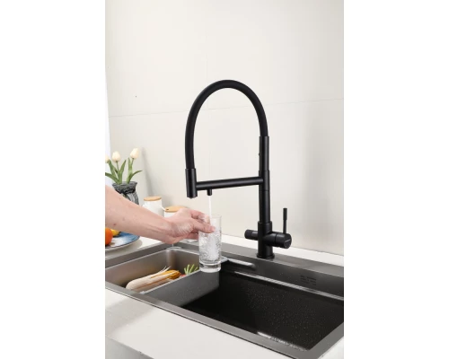 15090-C Смес. для кухни под фильт., МАГНИТ. (ЧЕР.+ЧЕР.) HansenPRO (10/1шт)