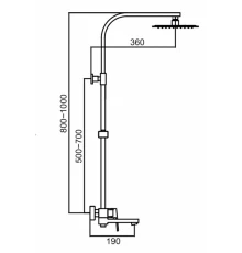 33095-C Однорукий душевой релинг (ЧЕРНЫЙ)  HansenPRO  (5/1шт)