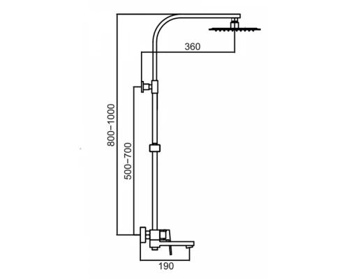 33095-C Однорукий душевой релинг (ЧЕРНЫЙ)  HansenPRO  (5/1шт)