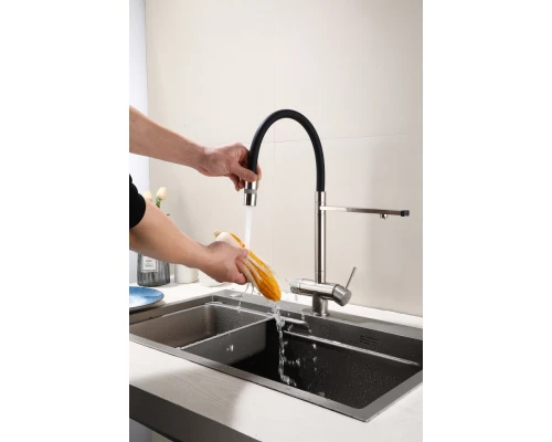 15089-G Смес. для кухни под фильт., МАГНИТ. (САТИН+ЧЕР.) HansenPRO (10/1шт)