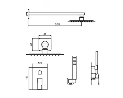 34095-C Смеситель встраиваемый для душа с 2-функ. (ЧЕРНЫЙ) HansenPRO (5/1шт)