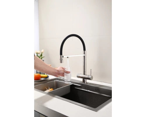 15089 Смес. для кухни под фильт., МАГНИТ. (ХРОМ+ЧЕР.) HansenPRO (10/1шт)