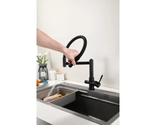 15090-C Смес. для кухни под фильт., МАГНИТ. (ЧЕР.+ЧЕР.) HansenPRO (10/1шт)