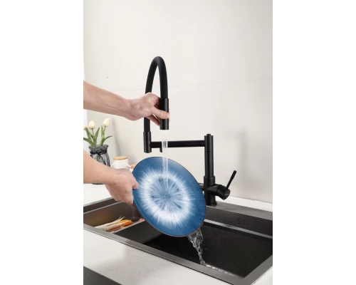 15090-C Смес. для кухни под фильт., МАГНИТ. (ЧЕР.+ЧЕР.) HansenPRO (10/1шт)