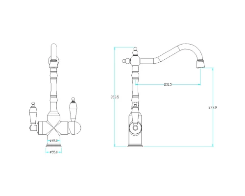 Смеситель для кухни с подключением к фильтру Boheme Tradizionale Chromo 113
