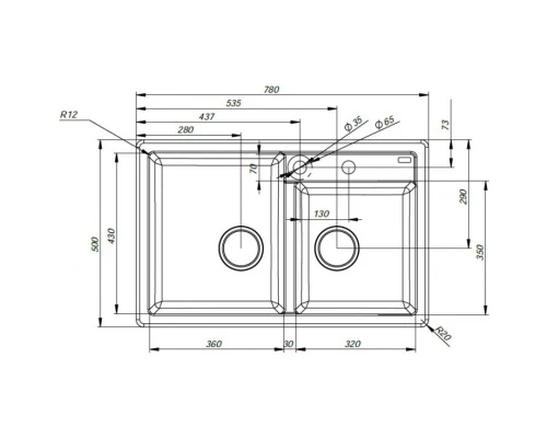 Кухонная мойка серый IDDIS Vane G V22G782I87