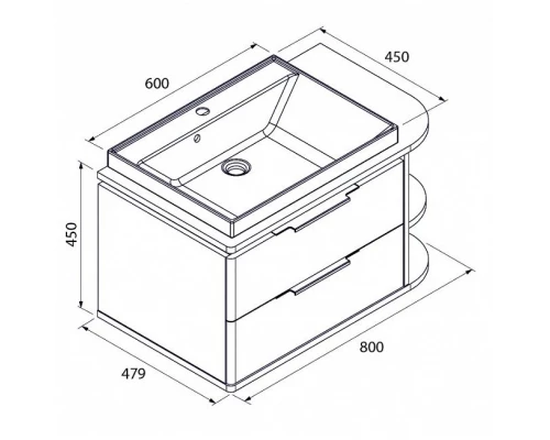Тумба с раковиной белый глянец/дерево 80 см IDDIS Calipso CAL80WRi95K