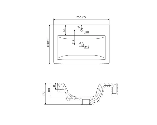 Тумба с раковиной белый глянец 50 см IDDIS Custo New NCU50W0i95K