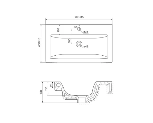 Тумба с раковиной белый глянец 70 см IDDIS Custo New NCU70W0i95K