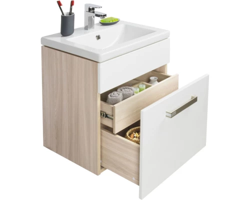 Тумба с раковиной белый глянец/дерево 50 см IDDIS Mirro MIR50W0i95K