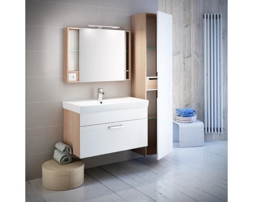 Тумба с раковиной белый глянец/дерево 80 см IDDIS Mirro MIR80W2i95K