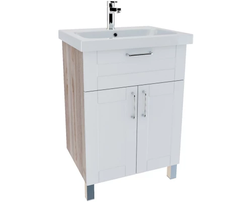 Тумба с раковиной белый глянец/дерево 60,5 см IDDIS Sena New NSE60W2i95K