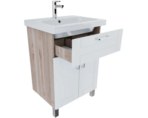 Тумба с раковиной белый глянец/дерево 60,5 см IDDIS Sena New NSE60W2i95K