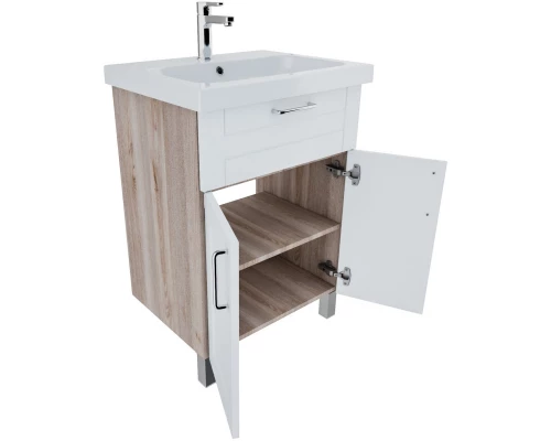 Тумба с раковиной белый глянец/дерево 60,5 см IDDIS Sena New NSE60W2i95K