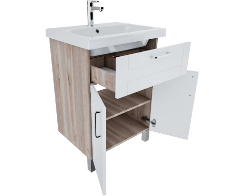 Тумба с раковиной белый глянец/дерево 60,5 см IDDIS Sena New NSE60W2i95K