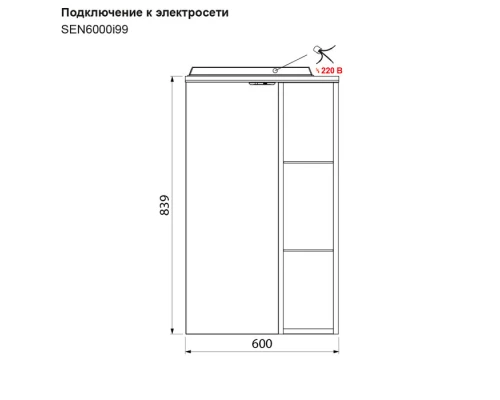 Зеркальный шкаф 60x83,9 см белый глянец/дерево R IDDIS Sena SEN6000i99