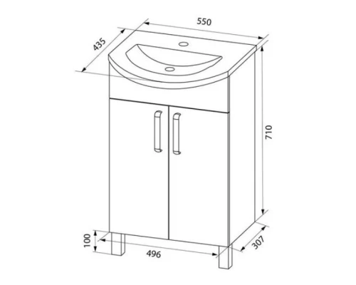 Тумба с раковиной белый глянец 55 см IDDIS Optima Home OPH55WFi95K