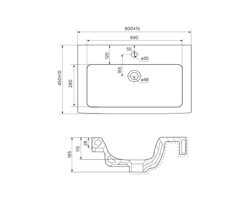 Тумба с раковиной белый глянец/дерево 80 см IDDIS Mirro MIR80W0i95K