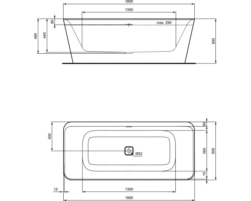 Свободностоящая акриловая ванна 180x80 см Ideal Standard Tonic II E398101