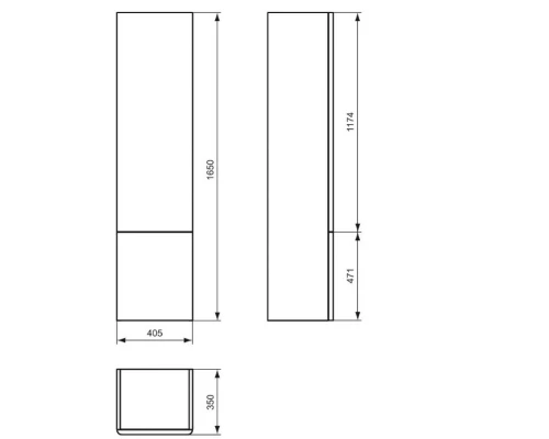 Подвесная колонна правосторонняя белый глянец Ideal Standard SoftMood T7817WG