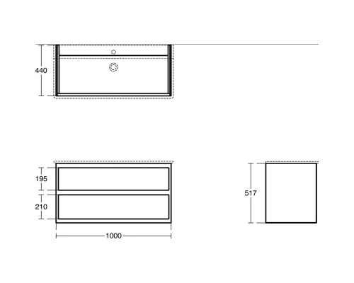 Тумба белый глянец/белый матовый 100 см 2 ящика Ideal Standard Connect Air E0821B2