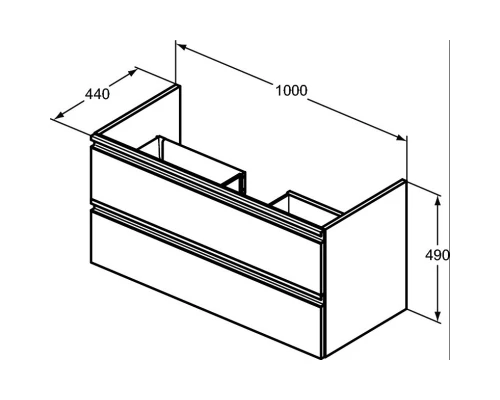 Тумба белый матовый 100 см 2 ящика Ideal Standard Tesi T0052OV