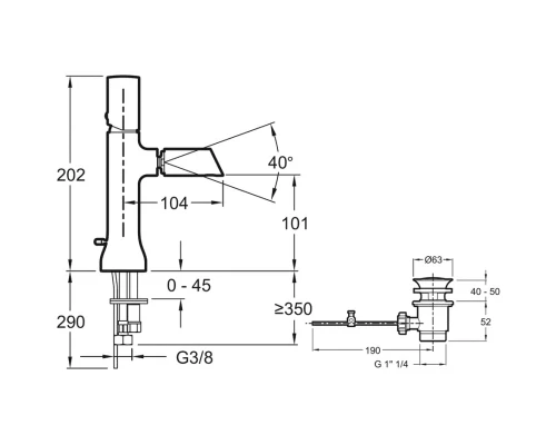 Смеситель для биде с донным клапаном Jacob Delafon Toobi E8961-CP