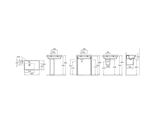 Раковина с правым крылом 65 см Jacob Delafon Odeon Up E4757G-00