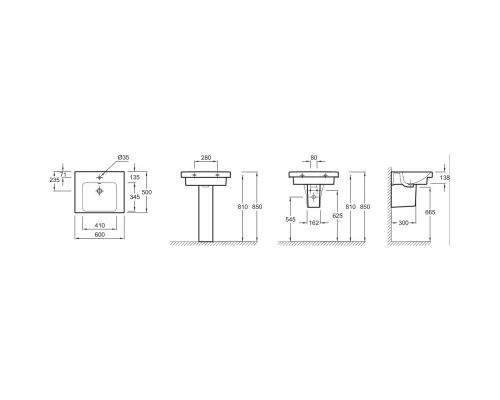 Раковина подвесная 60 см Jacob Delafon Odeon Up E4778-00