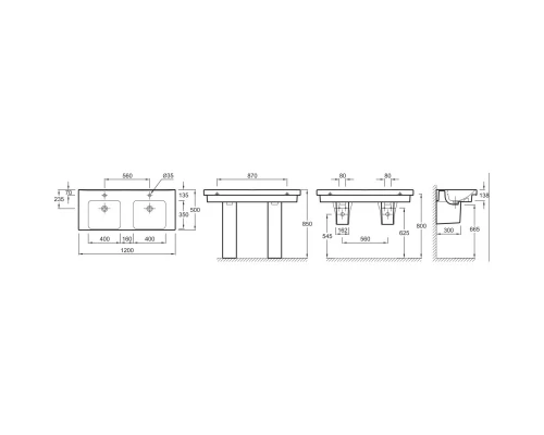 Раковина подвесная 120 см Jacob Delafon Odeon Up E4730-00