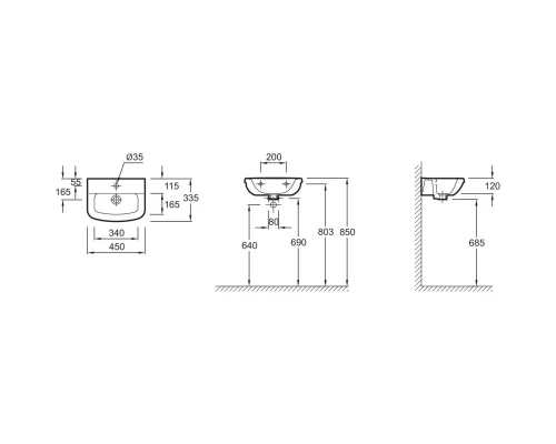 Рукомойник 45 см Jacob Delafon Panache E1439-00
