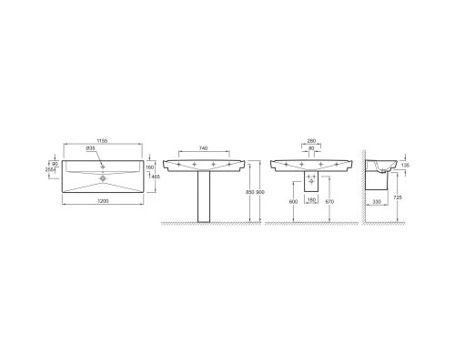 Раковина подвесная 120 см Jacob Delafon Reve E4800-00
