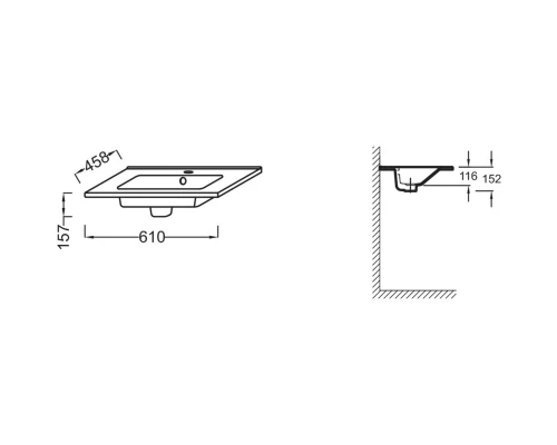 Раковина накладная 61 см Jacob Delafon Ola EXS112-00