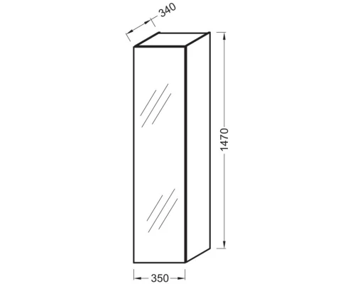 Пенал белый с реверсивной зеркальной дверцей Jacob Delafon Odeon Up EB873-N18