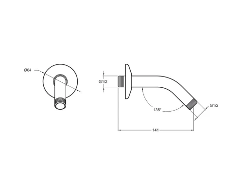 Настенный держатель для верхнего душа 141 мм Jacob Delafon Moxie E11626-CP