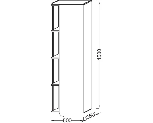 Подвесная колонна правосторонняя черный глянец Jacob Delafon Terrace EB1179D-274