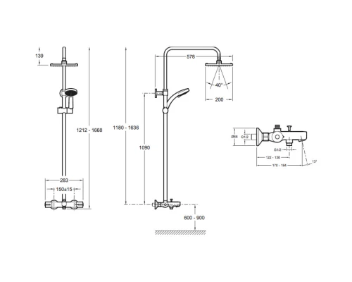 Душевая система 200 мм Jacob Delafon July E78192-CP