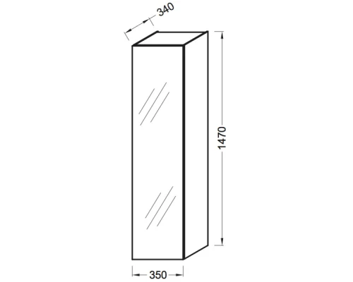 Пенал квебекский дуб с реверсивной зеркальной дверцей Jacob Delafon Odeon Up EB873-E10