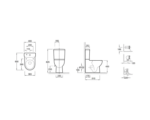 Чаша напольного унитаза Jacob Delafon Odeon Up 18558W-00